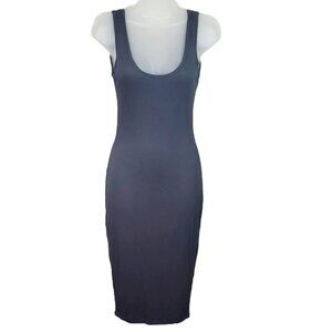 Naked Wardrobe Gray RIbbed Scoop Neck Bodycon Tank Dress SZ M